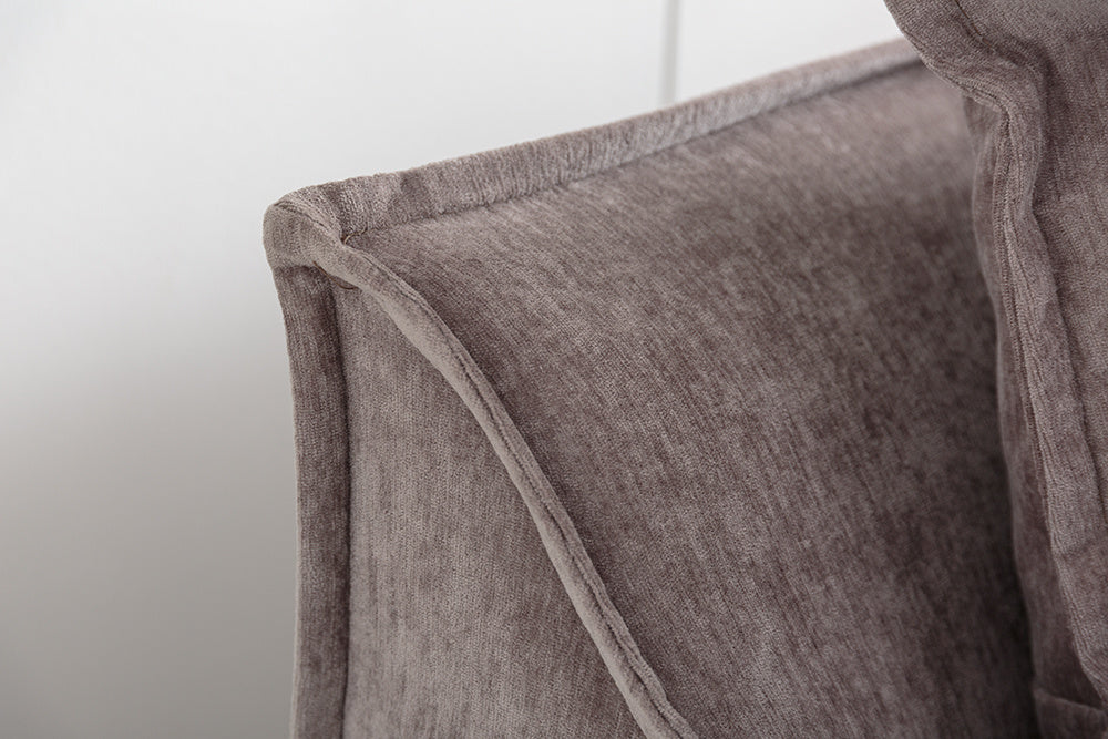 Grand canapé d'angle HEAVEN 255cm velours taupe avec coussins style country - 40674