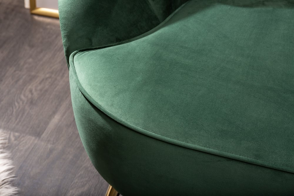 Canapé rétro 3 places ARIELLE 220cm velours vert bouteille 3 places avec matelassage décoratif - 40749