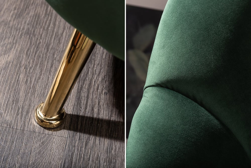 Canapé rétro 3 places ARIELLE 220cm velours vert bouteille 3 places avec matelassage décoratif - 40749