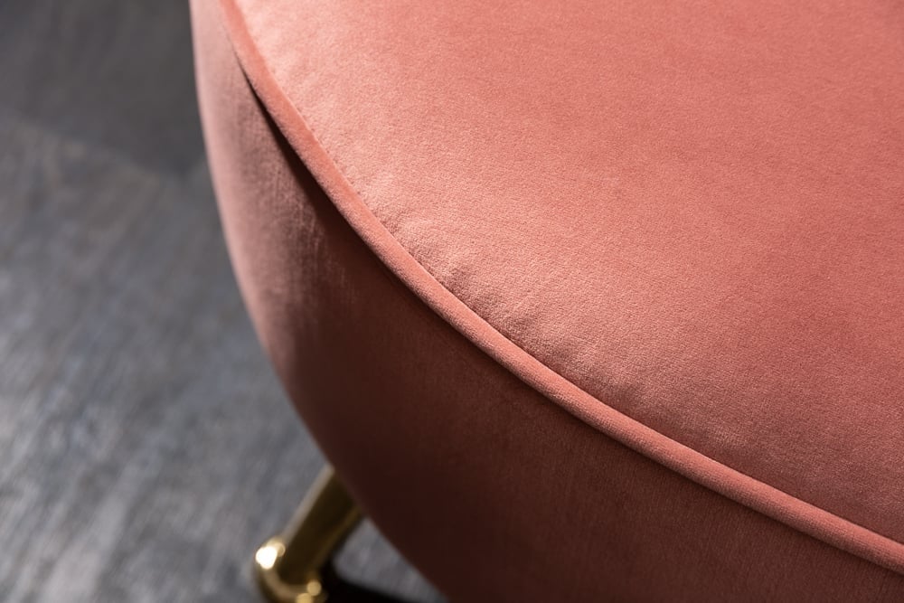 Canapé 3 places rétro ARIELLE 220 cm velours vieux rose 3 places avec matelassage décoratif - 40750