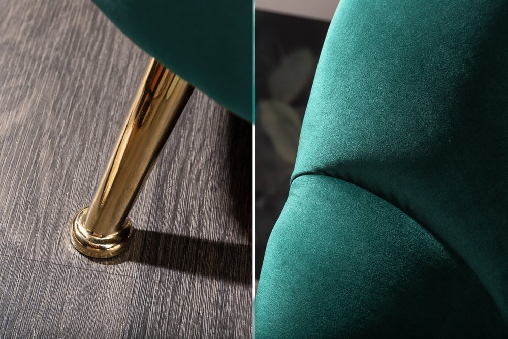 Canapé rétro 3 places ARIELLE 220cm velours aqua 3 places avec matelassage décoratif - 40752