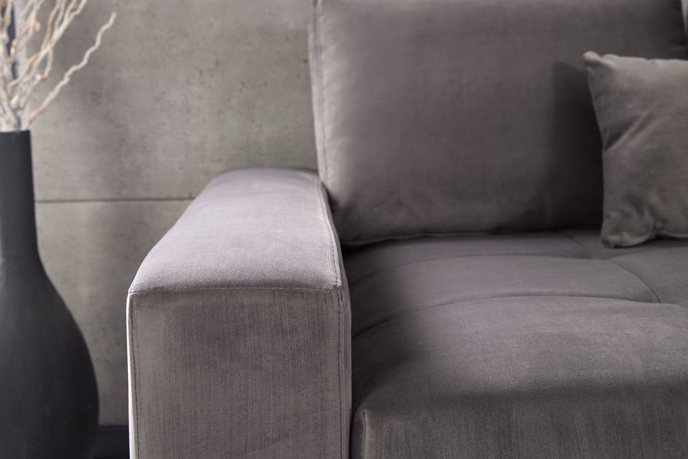 Canapé d'angle moderne KENT Canapé d'angle 220 cm en velours gris argenté avec pouf - 40823