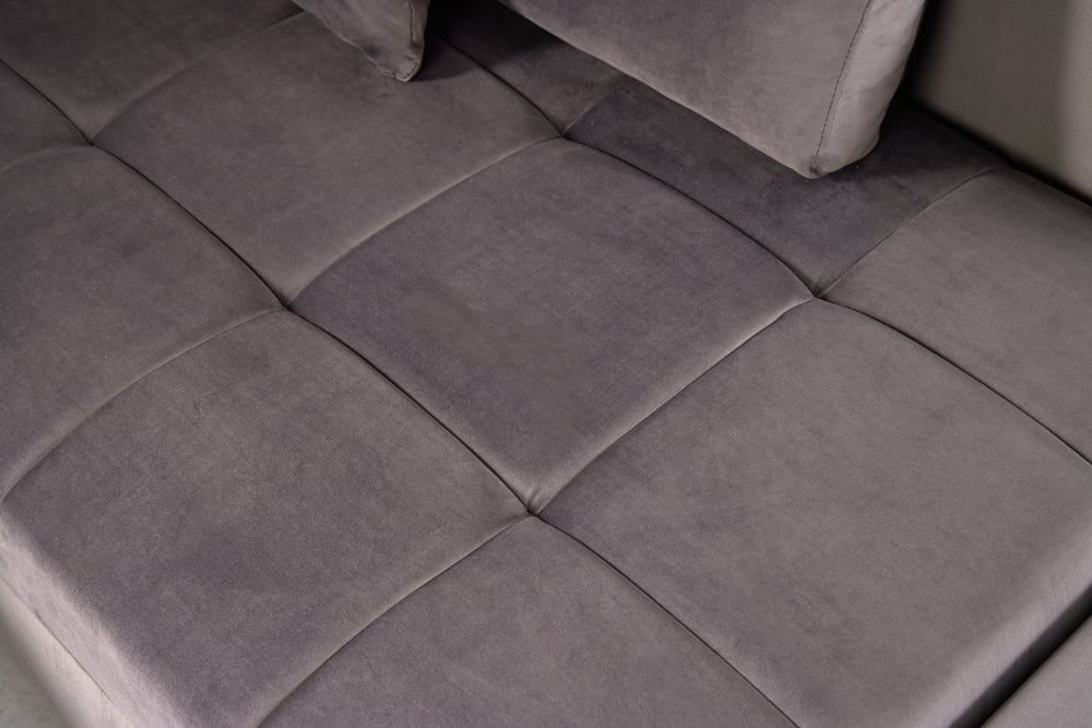 Canapé d'angle moderne KENT Canapé d'angle 220 cm en velours gris argenté avec pouf - 40823