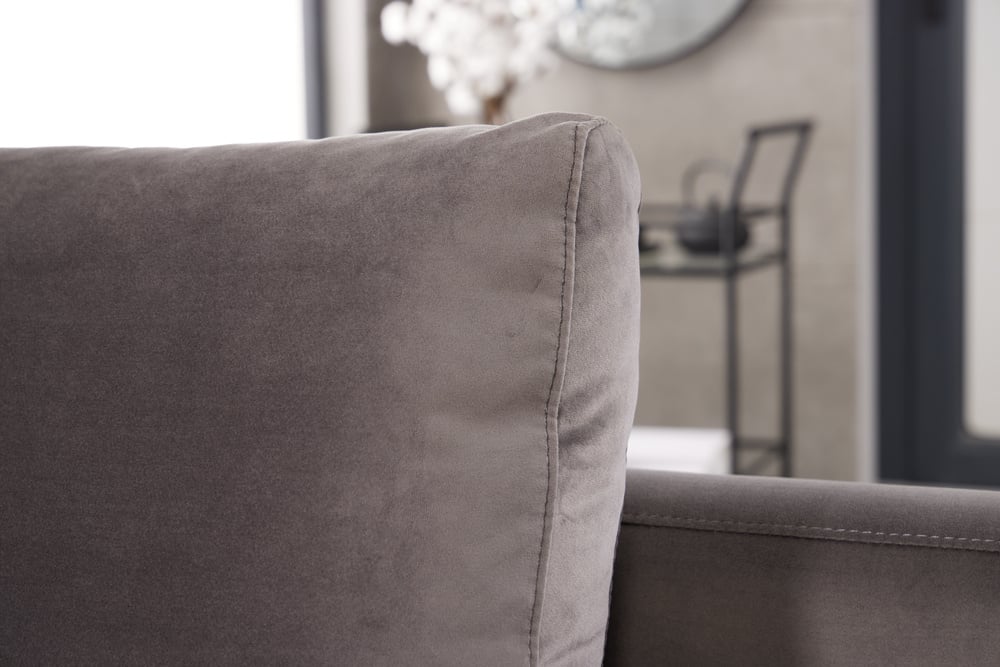 Canapé d'angle moderne KENT Canapé d'angle 220 cm en velours gris argenté avec pouf - 40823