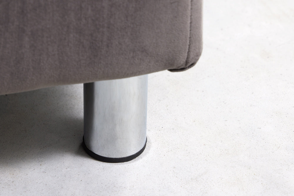 Canapé d'angle moderne KENT Canapé d'angle 220 cm en velours gris argenté avec pouf - 40823