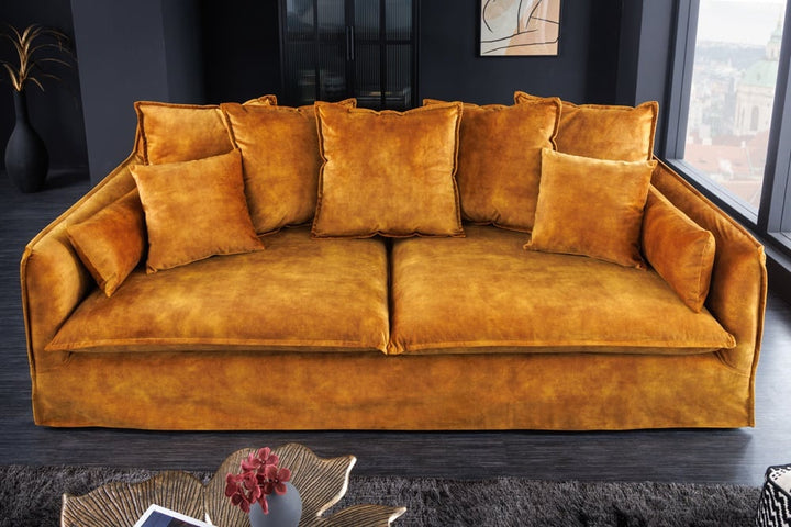 Canapé Heaven 3 places 210cm velours jaune moutarde / 40831