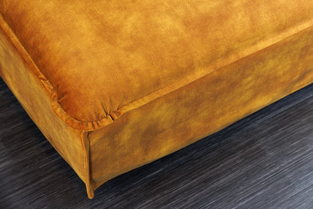 Grand tabouret HEAVEN 100cm tabouret de canapé en velours jaune moutarde style campagne housse lavable - 40832