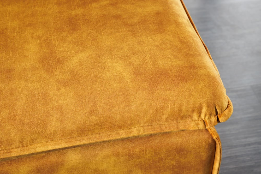 Grand tabouret HEAVEN 100cm tabouret de canapé en velours jaune moutarde style campagne housse lavable - 40832