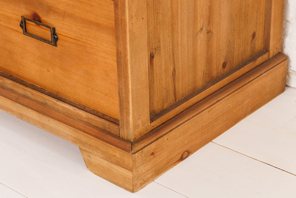 Buffet massif HERITAGE 148 cm pin naturel portes industrielles vitrine métal - 40881