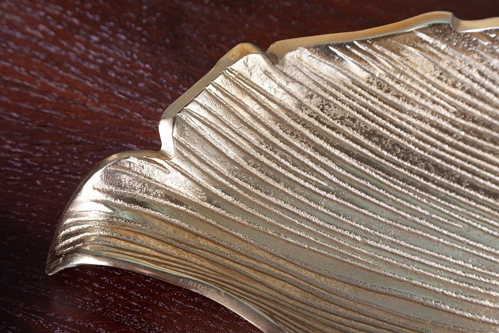 Bol décoratif fait main ABSTRACT LEAF 65cm aluminium doré - 40915