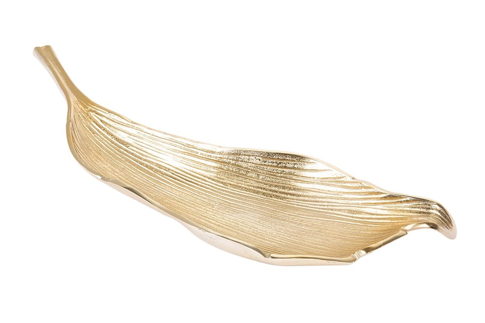 Bol décoratif fait main ABSTRACT LEAF 65cm aluminium doré - 40915
