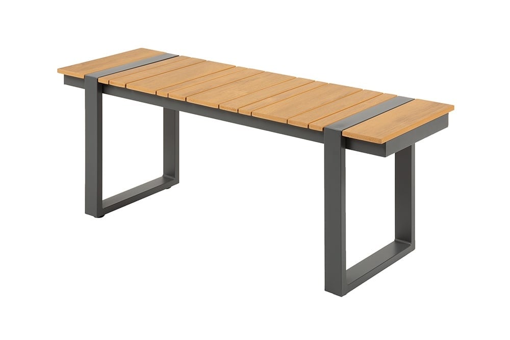 Banc de jardin moderne TAMPA LOUNGE 125cm gris aluminium naturel résistant aux intempéries extérieur - 40932