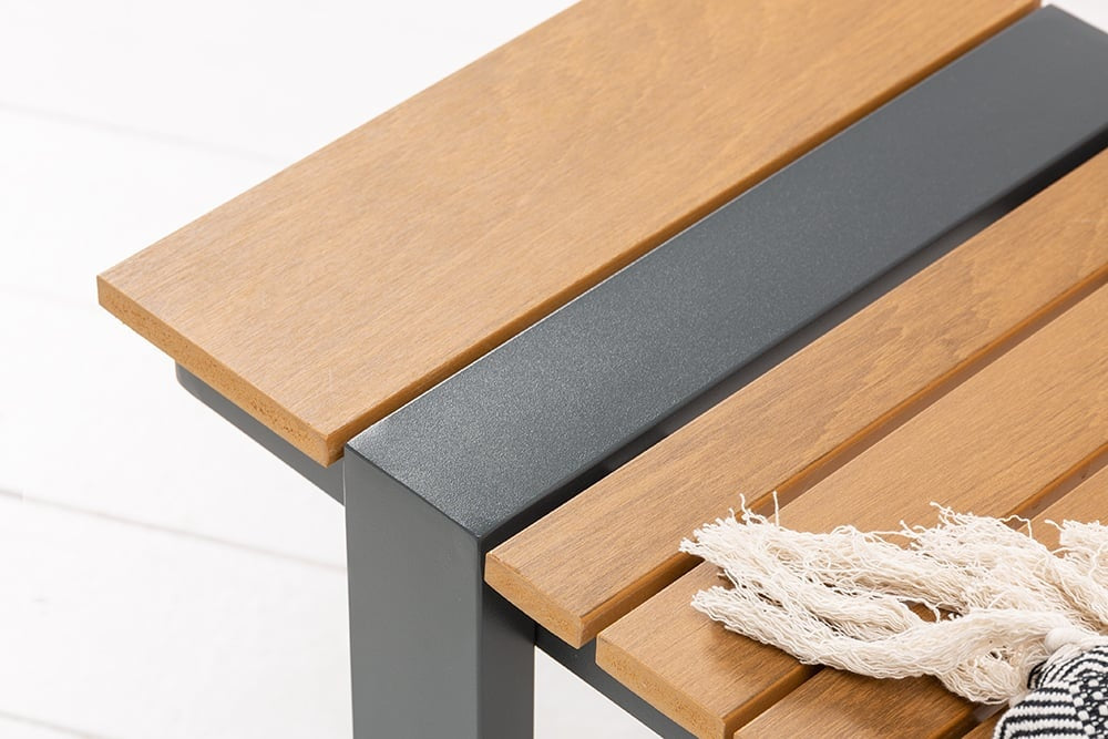 Banc de jardin moderne TAMPA LOUNGE 180cm gris aluminium bois design résistant aux intempéries extérieur - 40934