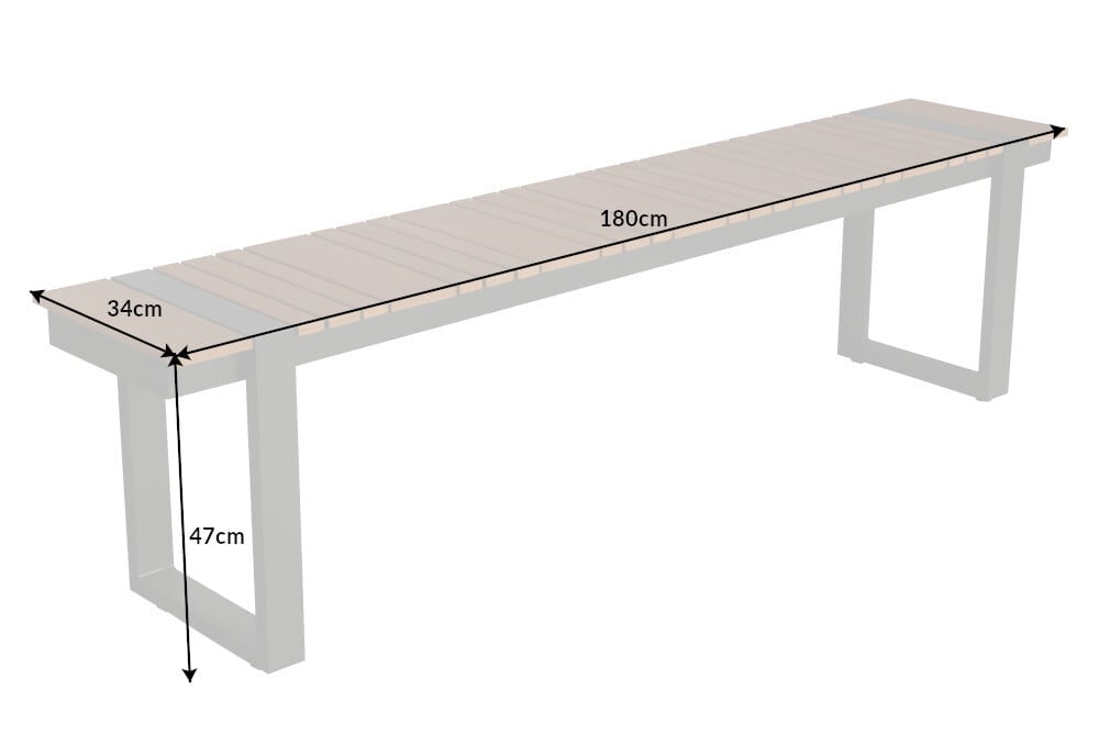 Banc de jardin moderne TAMPA LOUNGE 180cm gris aluminium bois design résistant aux intempéries extérieur - 40934