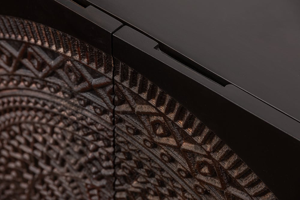 Buffet massif MANDALA 120cm en manguier pieds dorés noir - 41105