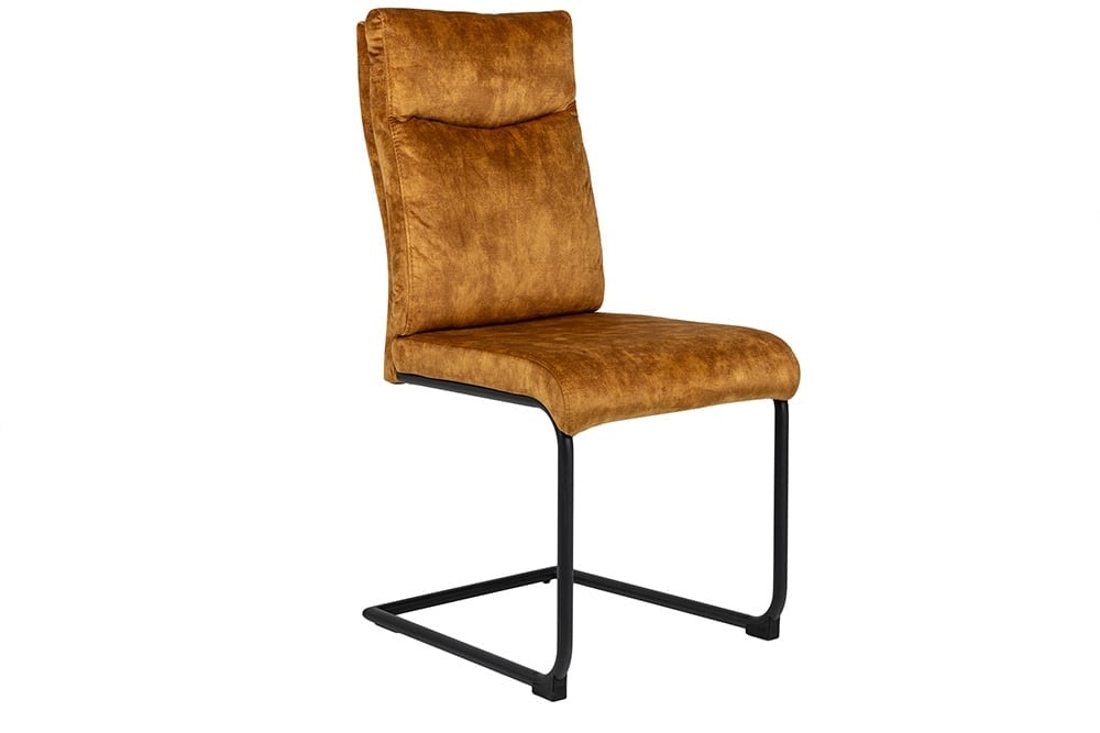 Chaise cantilever moderne COMFORT velours jaune moutarde avec poignée confort - 41169