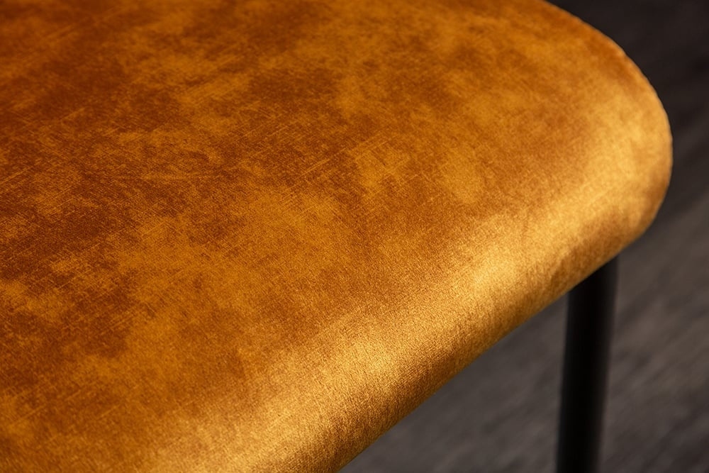 Chaise cantilever moderne COMFORT velours jaune moutarde avec poignée confort - 41169