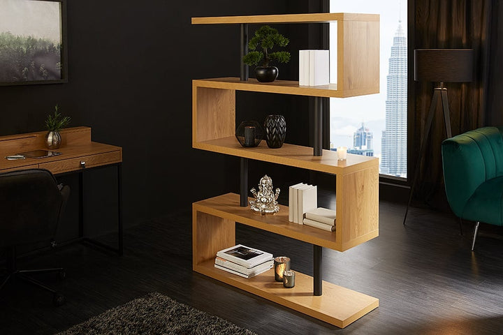 Etagère design SNAKE Bibliothèque 165cm aspect chêne avec cinq étagères - 41214