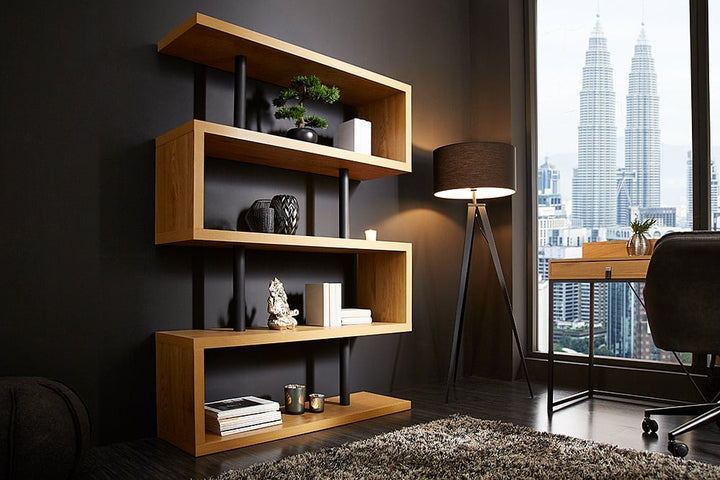 Etagère design SNAKE Bibliothèque 165cm aspect chêne avec cinq étagères - 41214