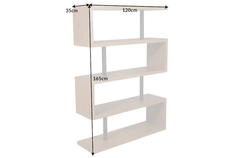 Etagère design SNAKE Bibliothèque 165cm aspect chêne avec cinq étagères - 41214
