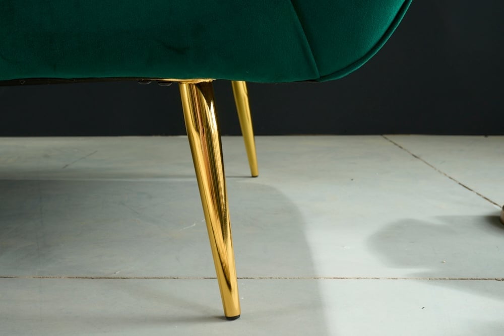Canapé 2 places rétro NOBLESSE Canapé 2 places 165 cm en velours vert émeraude avec matelassage décoratif - 41247