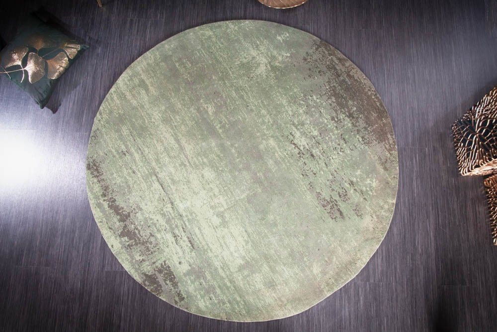 Tapis vintage MODERN ART 150cm vert lavé rond look usé - 41257