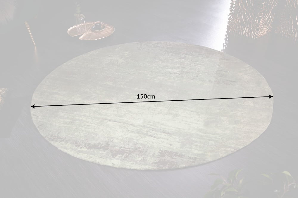 Tapis vintage MODERN ART 150cm vert lavé rond look usé - 41257
