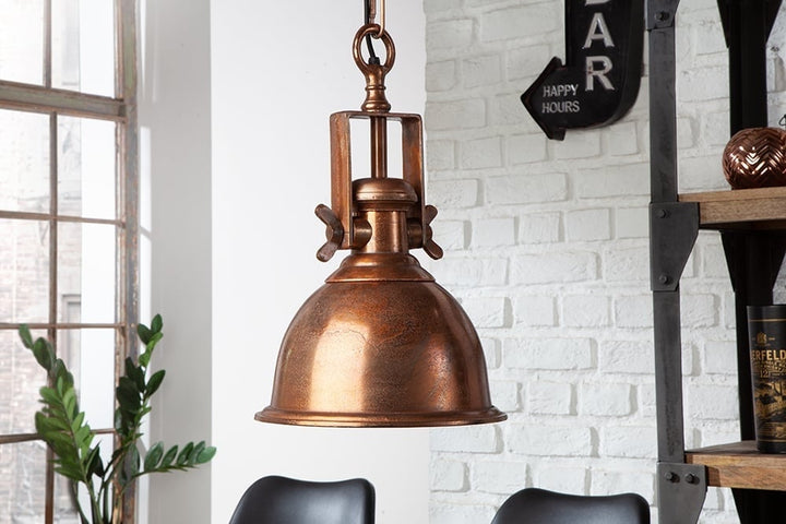 Lampe à suspension design INDUSTRIELLE 45cm cuivre flammé style industriel - 41271