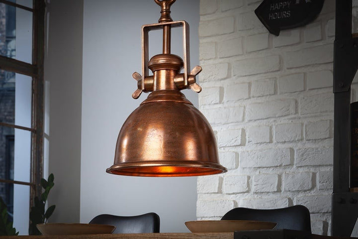 Lampe à suspension design INDUSTRIELLE 45cm cuivre flammé style industriel - 41271