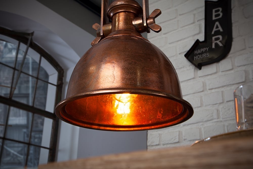 Lampe à suspension design INDUSTRIELLE 45cm cuivre flammé style industriel - 41271