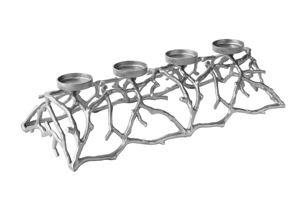 Bougeoir élégant ABSTRAIT 60cm argent pour 4 bougies - 41279