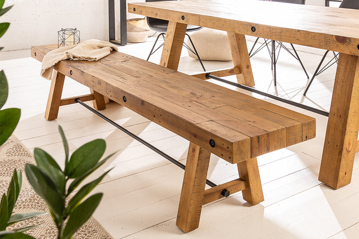 canapé industriel FINCA 165cm bois de pin recyclé marron vintage - 41288