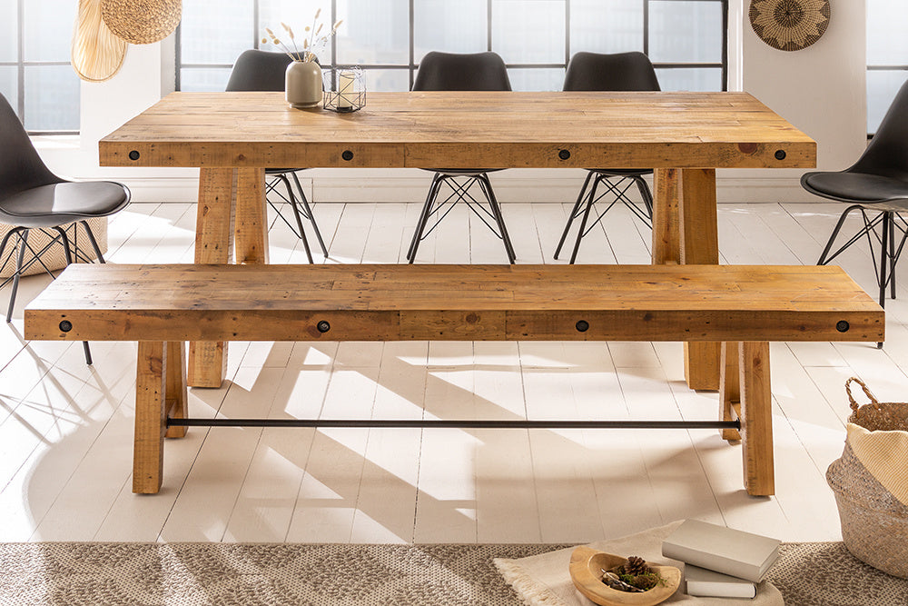 canapé industriel FINCA 165cm bois de pin recyclé marron vintage - 41288