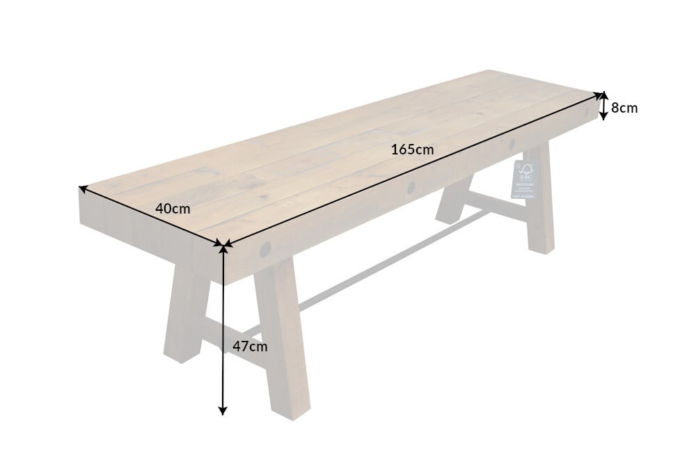 canapé industriel FINCA 165cm bois de pin recyclé marron vintage - 41288