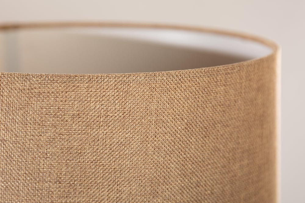 Lampe de table en bois massif HARMONY NATURE 50cm teck beige abat-jour en lin - 41385