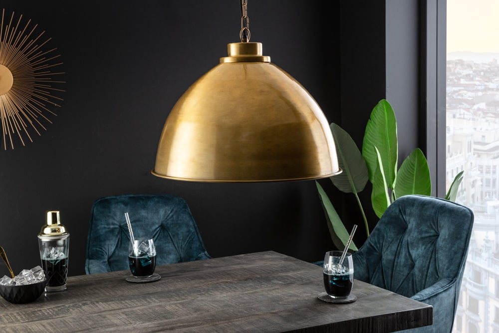 Lampe à suspension design INDUSTRIELLE 45cm lampe à suspension ronde en métal doré réglable en hauteur - 41446