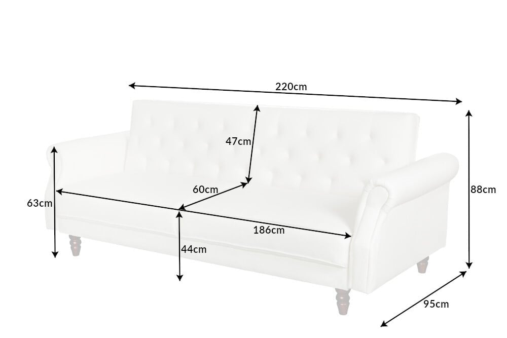 Canapé Chesterfield 3 places MAISON BELLE AFFAIRE 220cm tissu structuré naturel avec fonction couchage - 41498