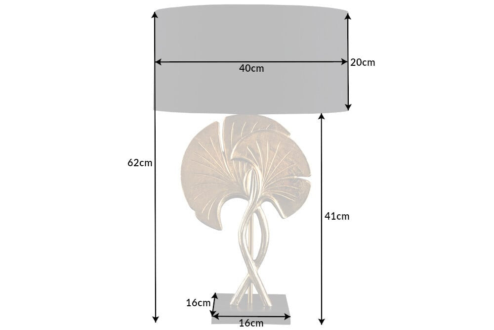 Lampe de table décorative GINKGO 62cm lampe sculpture en métal doré noir avec socle en marbre - 41530