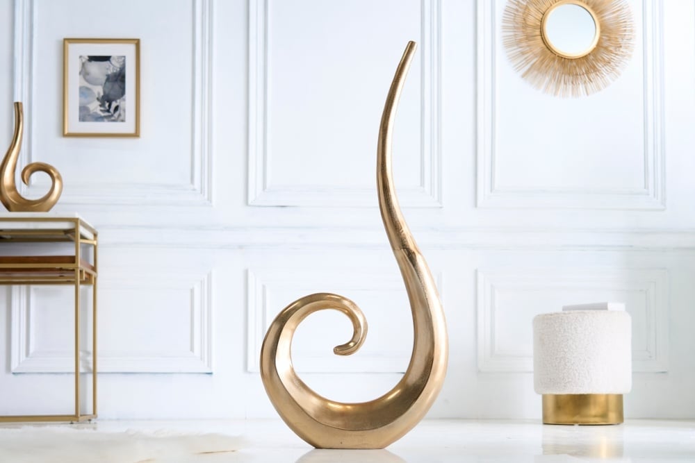 Vase moderne WAVE XL 106cm décoration aluminium poli doré - 41566