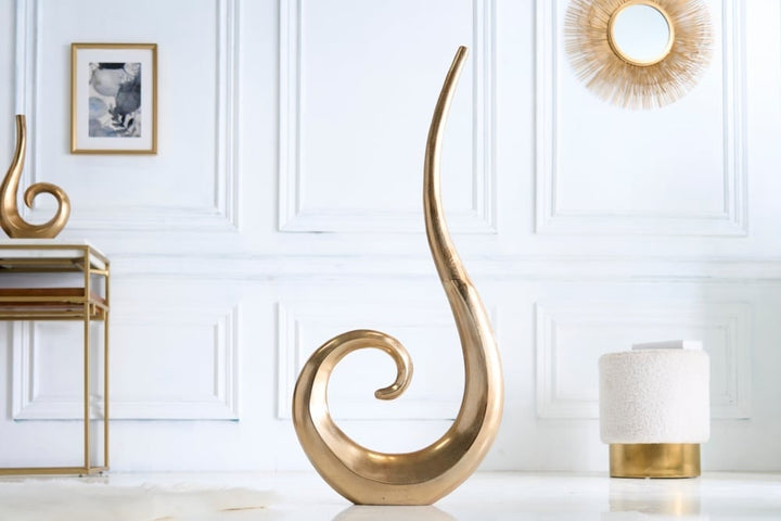 Vase moderne WAVE XL 106cm décoration aluminium poli doré - 41566