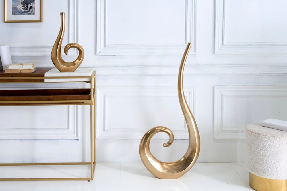 Vase moderne WAVE XL 106cm décoration aluminium poli doré - 41566
