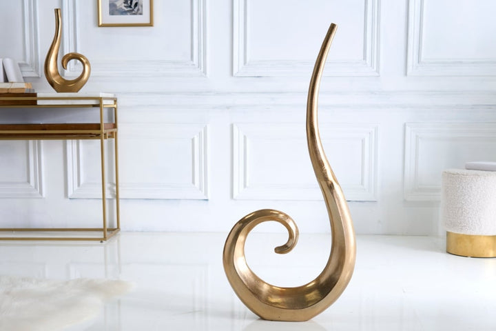 Vase moderne WAVE XL 106cm décoration aluminium poli doré - 41566
