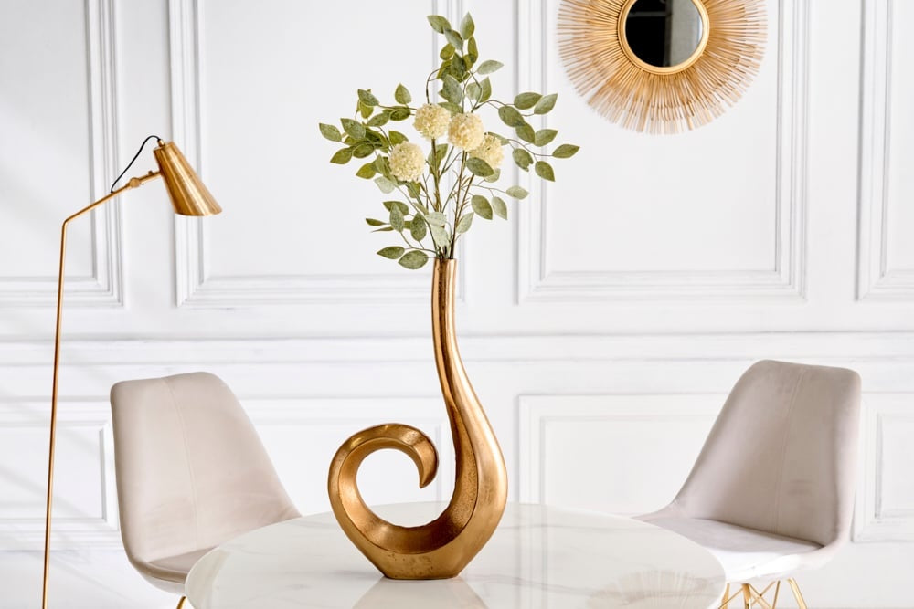 Vase moderne WAVE 47cm décoration aluminium doré poli - 41567