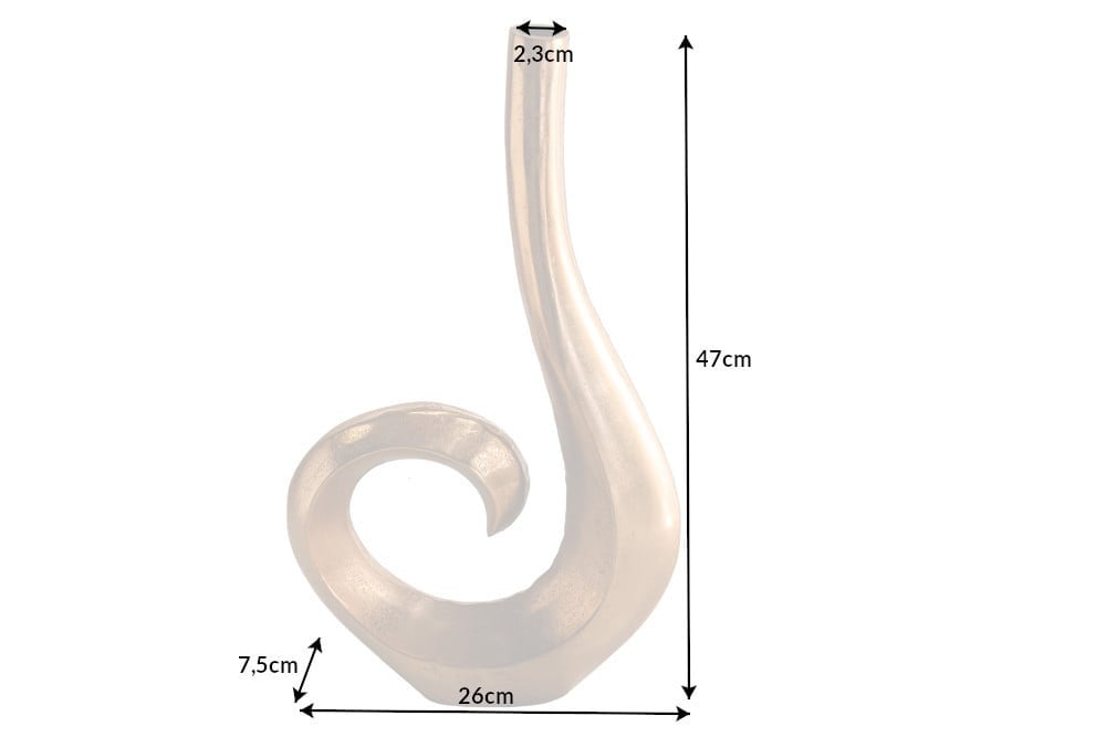 Vase moderne WAVE 47cm décoration aluminium doré poli - 41567