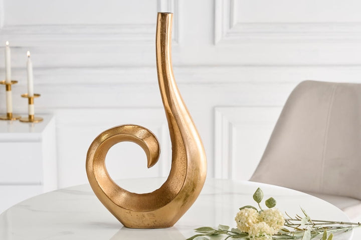 Vase moderne WAVE 47cm décoration aluminium doré poli - 41567