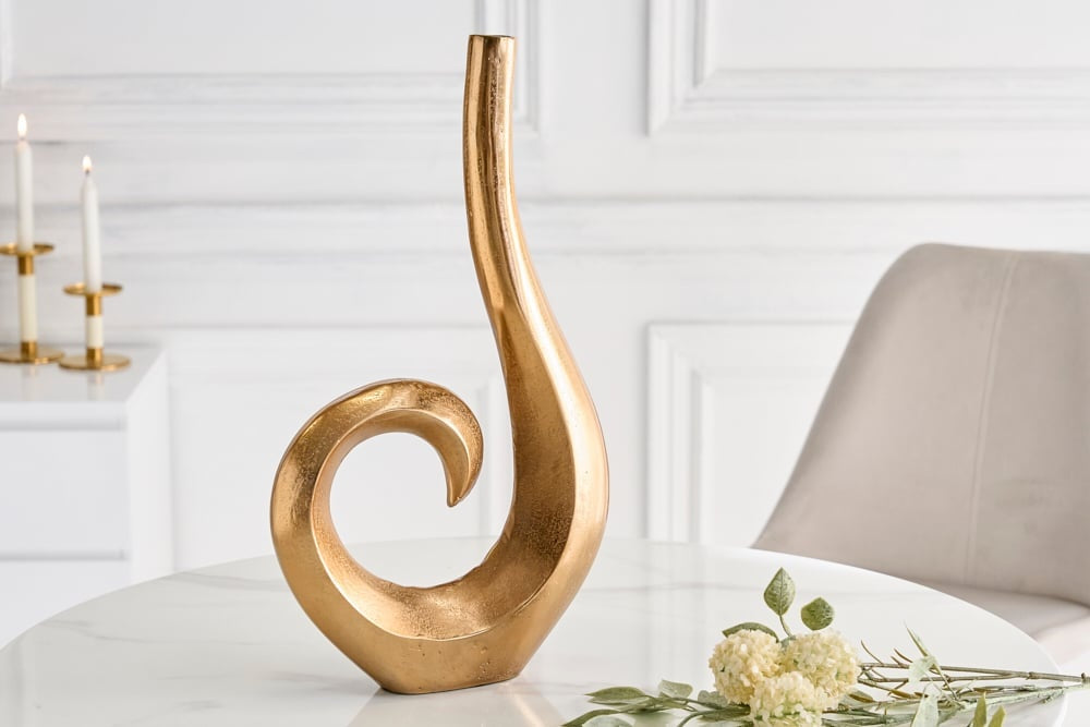 Vase moderne WAVE 47cm décoration aluminium doré poli - 41567