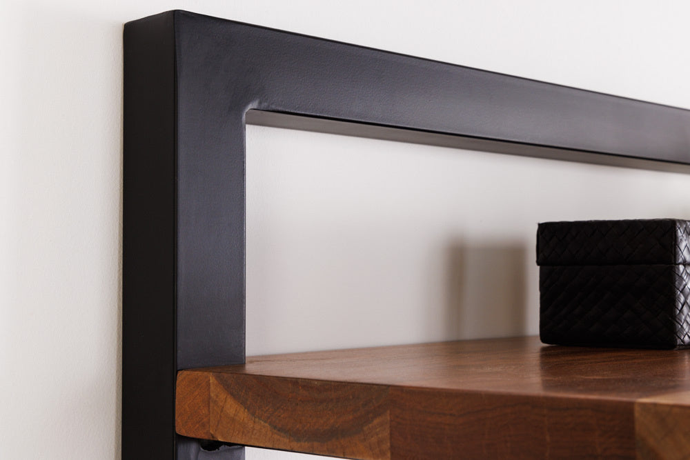 Bibliothèque massive MAMMUT 178cm acacia noir cinq étagères - 41628