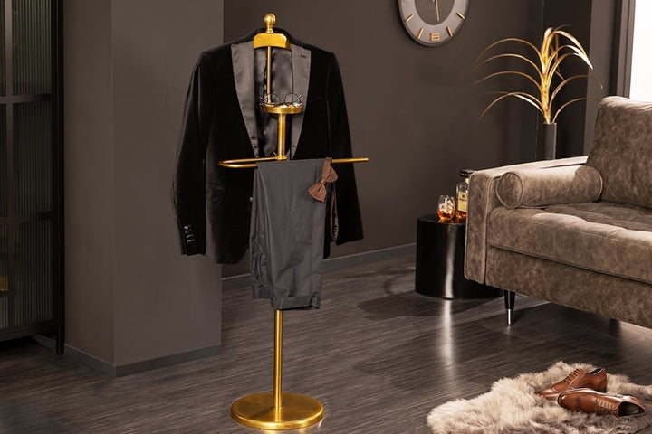 Valet de nuit élégant VALET 128 cm patère porte manteau en aluminium doré - 41689