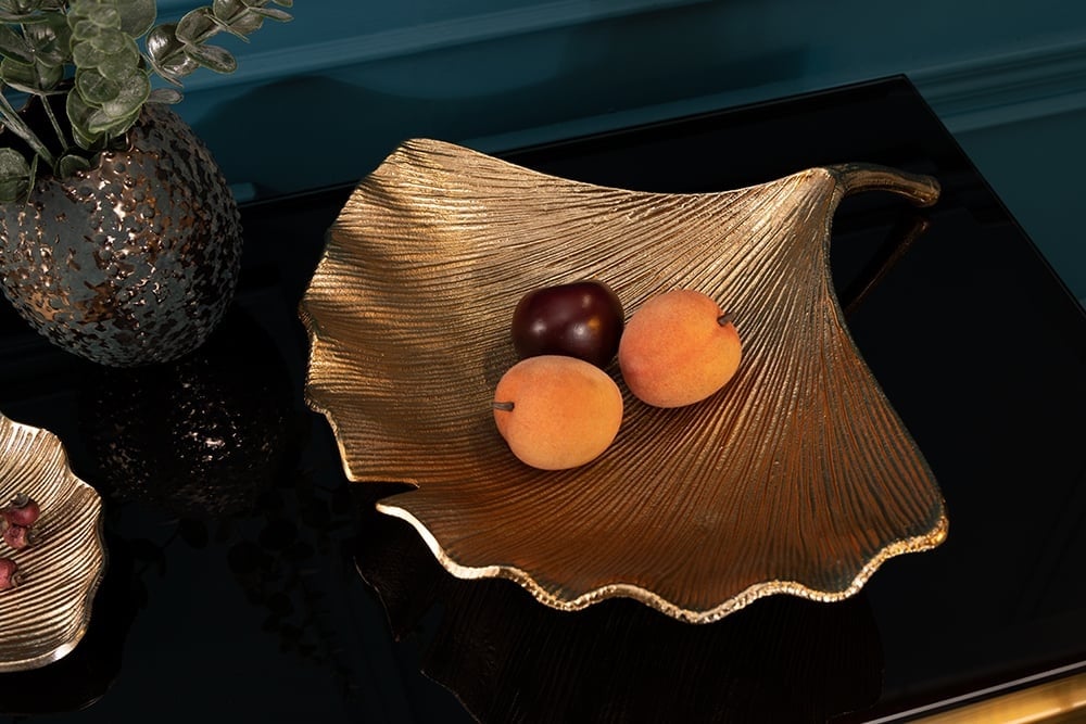 Bol décoratif GINKGO 42cm métal doré fait main - 41775