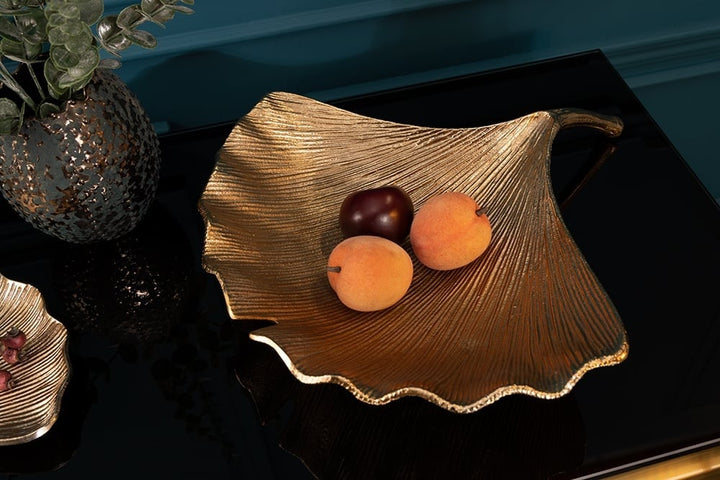 Bol décoratif GINKGO 42cm métal doré fait main - 41775